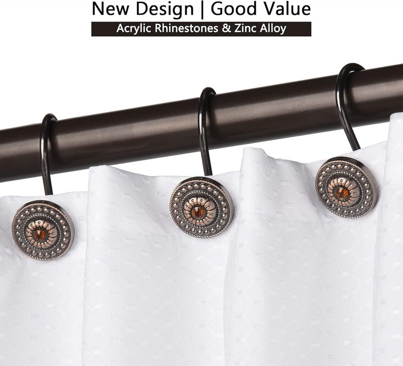 iToplin Bronze Shower Curtain Hooks, Decorative Shower Curtain Rings for Bathroom, Rust Proof Shower Hooks for Shower Curtain Liner, 12Pcs - Image 5